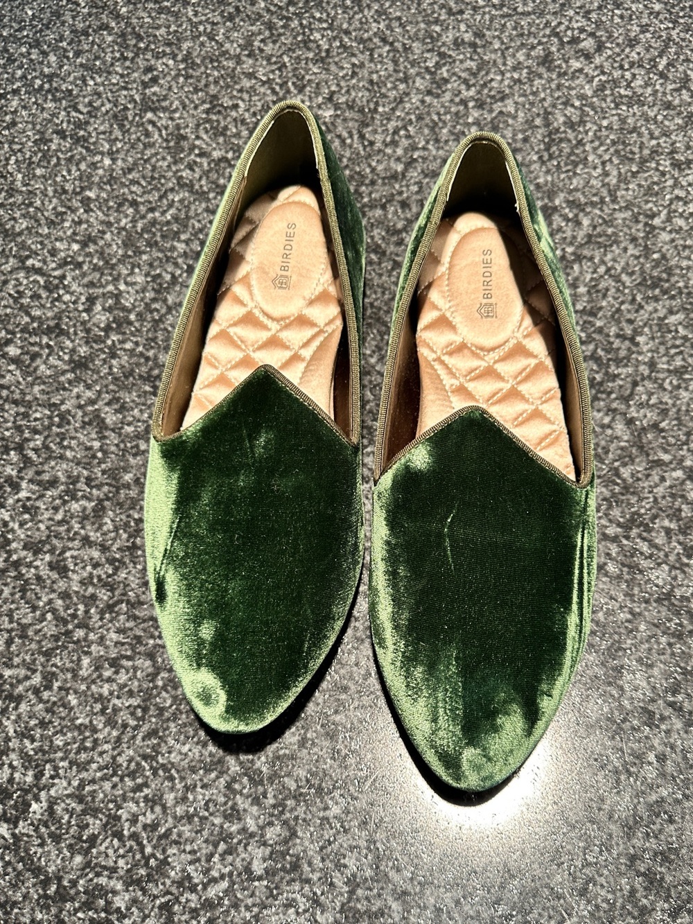 Birdies Hunter Green Heron Velvet Loafers Size 8 - Picture 3 of 15